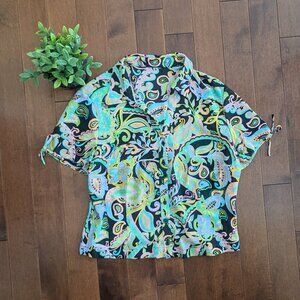 3/$20 PAISLEY PRINT VINTAGE SHORT SLEEVE BUTTON UP SHIRT